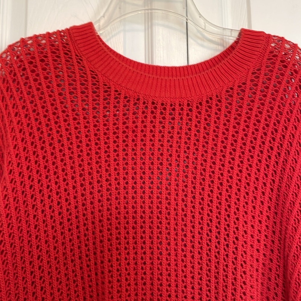 Women’s Old Navy XL Orange open knit scoop neck sweater see through short waist